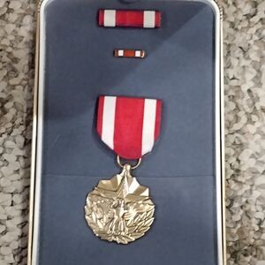 Military Service Medal with Red and White Ribbon